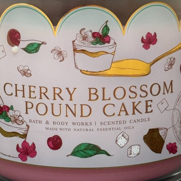 BBW Cherry Blossom Pound Cake Bath & Body Works 3 Wick Candle - Picture 3 of 10